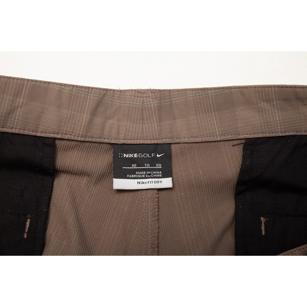 Nike Golf Shorts Mens 40 Brown Plaid Fit Dry Flat Front Athletic 347141-242 - Picture 4 of 10